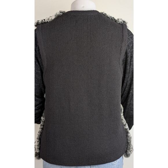 Nanette Lepore Faux Fur & Sweater Luxe Vest Sz Medium Gray Mob Wife Scandi Chic - Picture 7 of 9